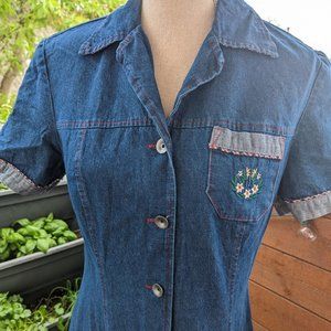 Pretty vintage denim Mango dress - size 7 - Robe maxi denim Mango